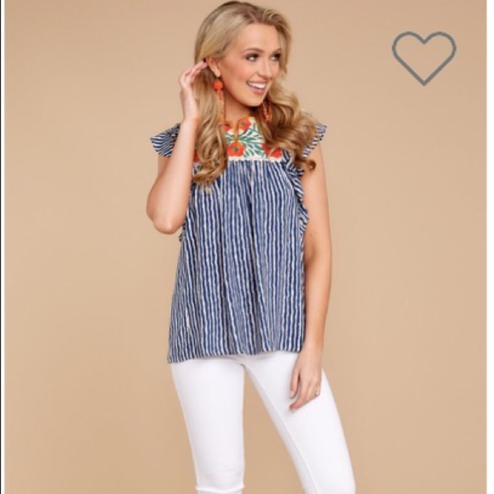 THML Something A Little Better Blue Striped Top